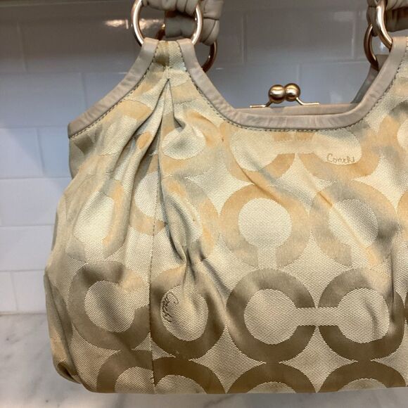 Coach Signature Logo Parker Optic Art Kisslock Satchel Shoulder Bag - Picture 2 of 15